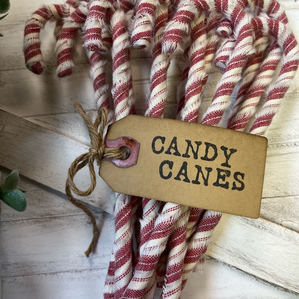 New 12 Primitive 6" Handmade Fabric Candy Canes Christmas Ornaments farmhouse - Picture 7 of 10